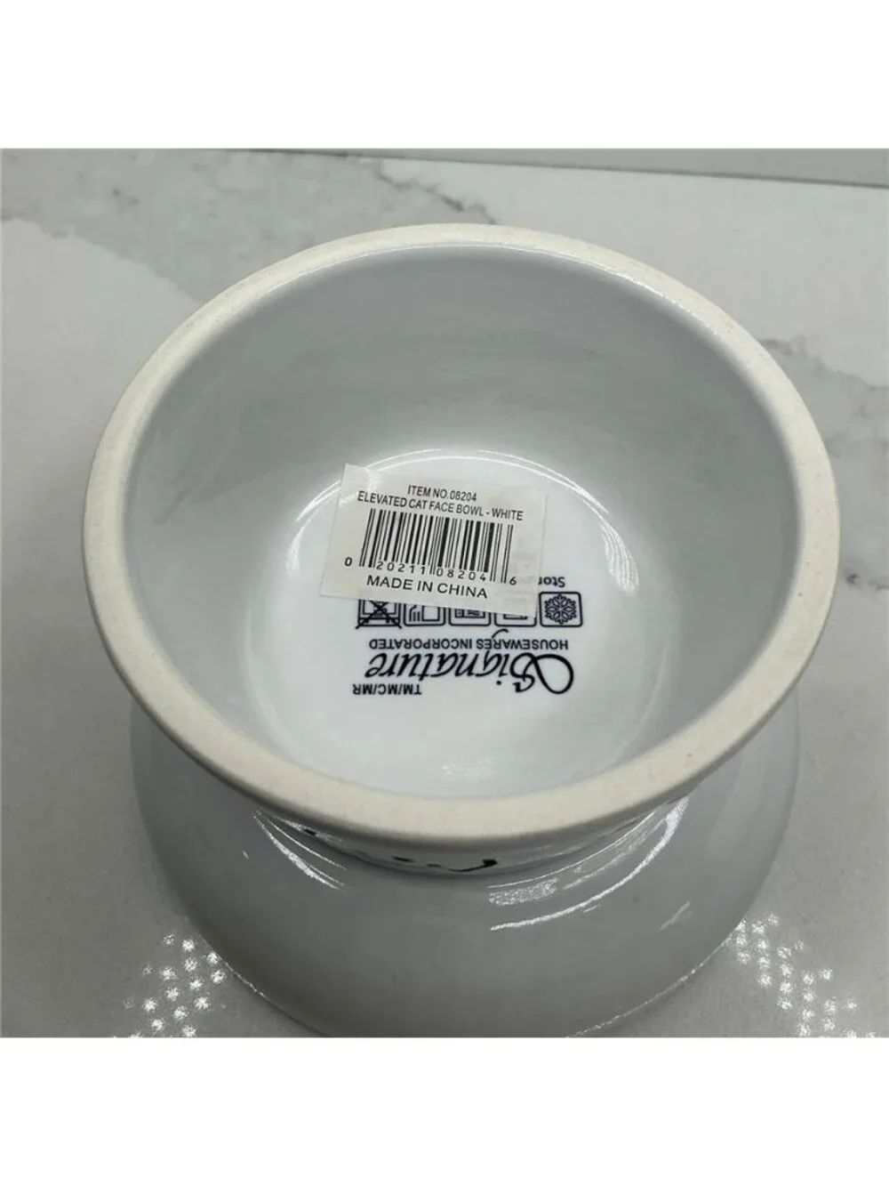 Signature Elevated Cat Bowls Small White Stoneware Bowls